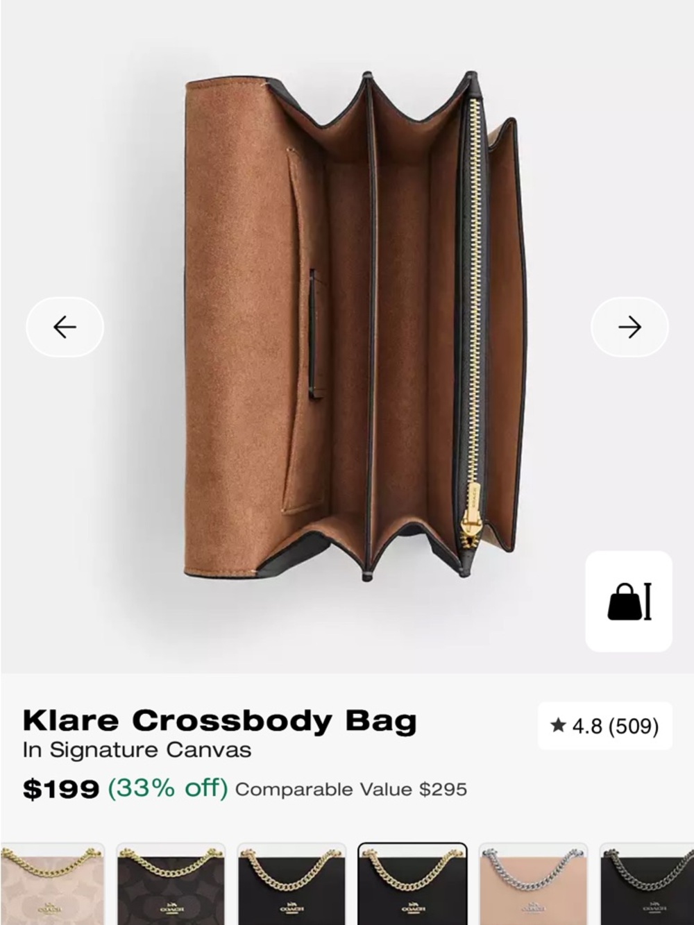 Authentic Coach Klare Crossbody Bag in Black and Signature Tan! NWT - Picture 5 of 6